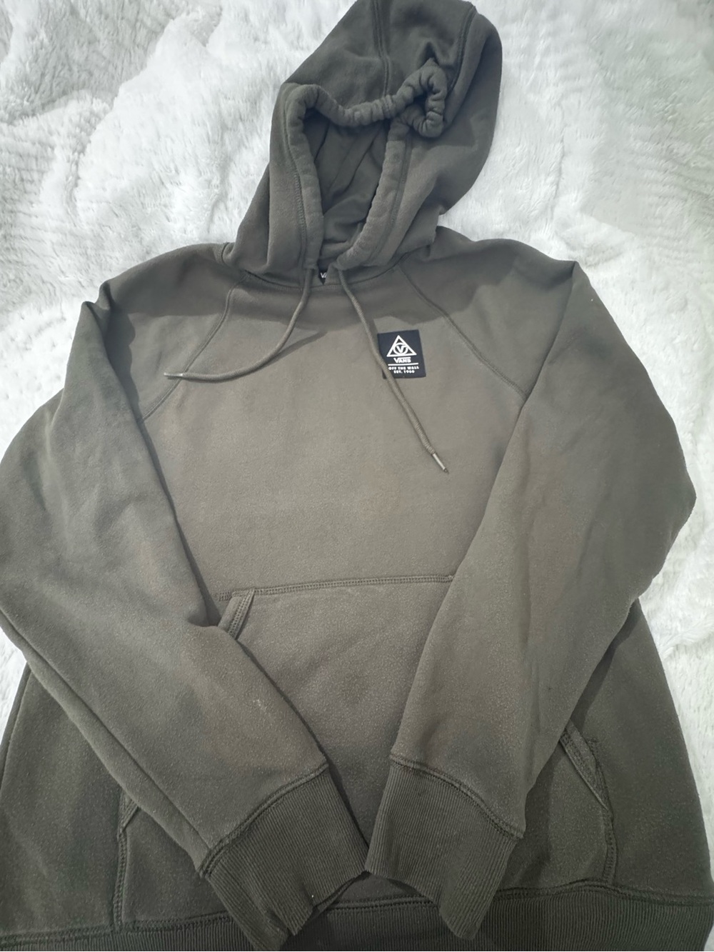 Vans Olive Green Pullover Hoodie with Front Pocket